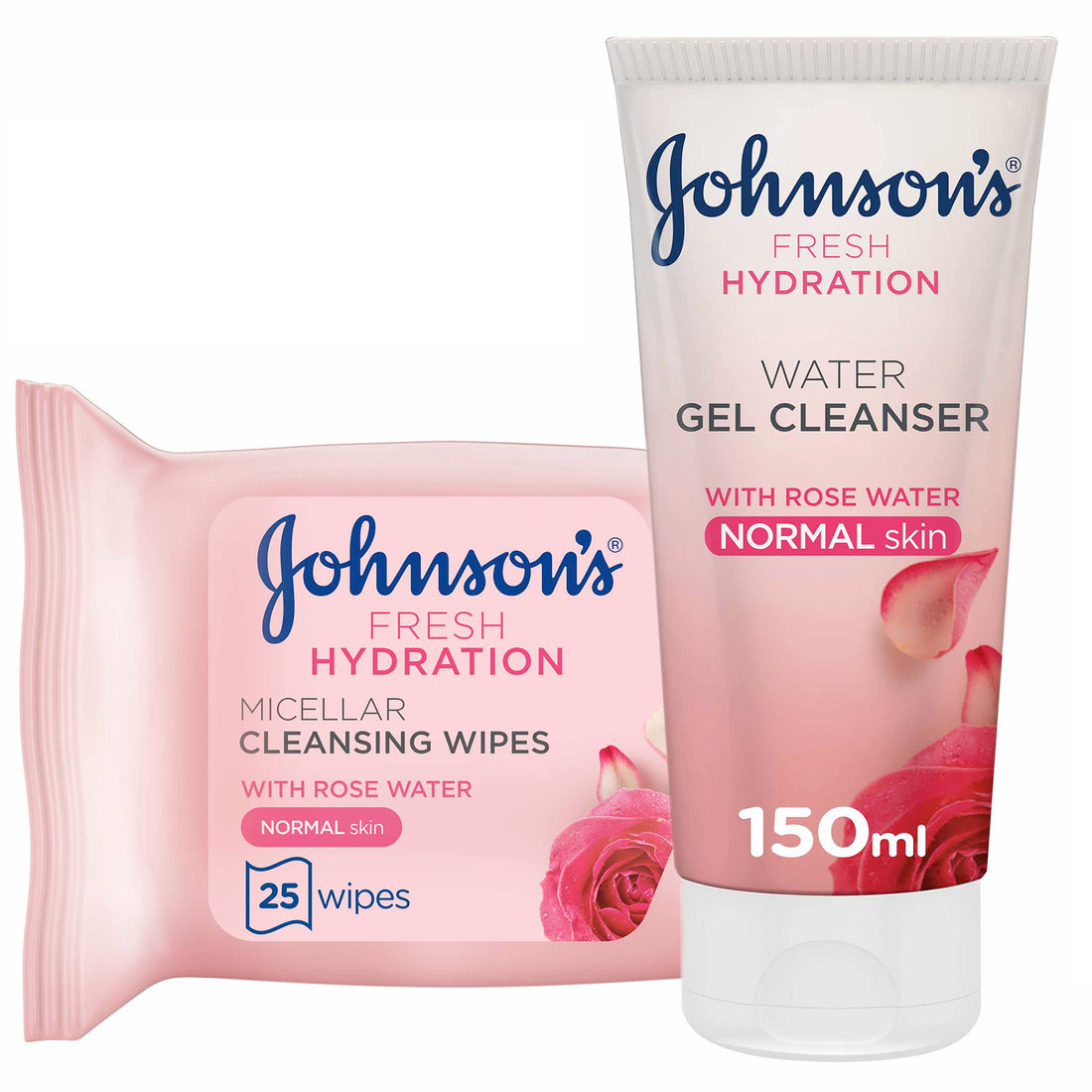 JOHNSON’S Fresh Hydration, Water Gel Cleanser 200ml + Cleansing Facial Micellar Wipes, 25 wipes