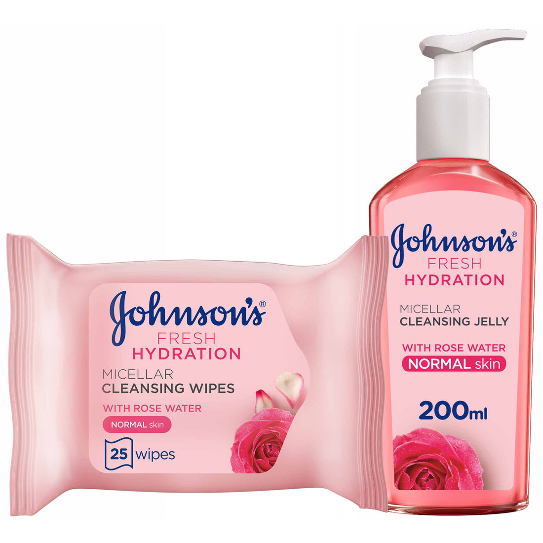 JOHNSON’S Fresh Hydration, Micellar Cleansing Jelly 200ml + Cleansing Facial Micellar Wipes, 25 wipes