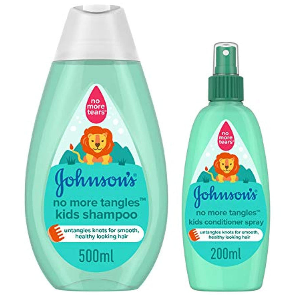 JOHNSON’S No More Tangles Kids Shampoo, 500ml + Kids Conditioner Spray 200ml