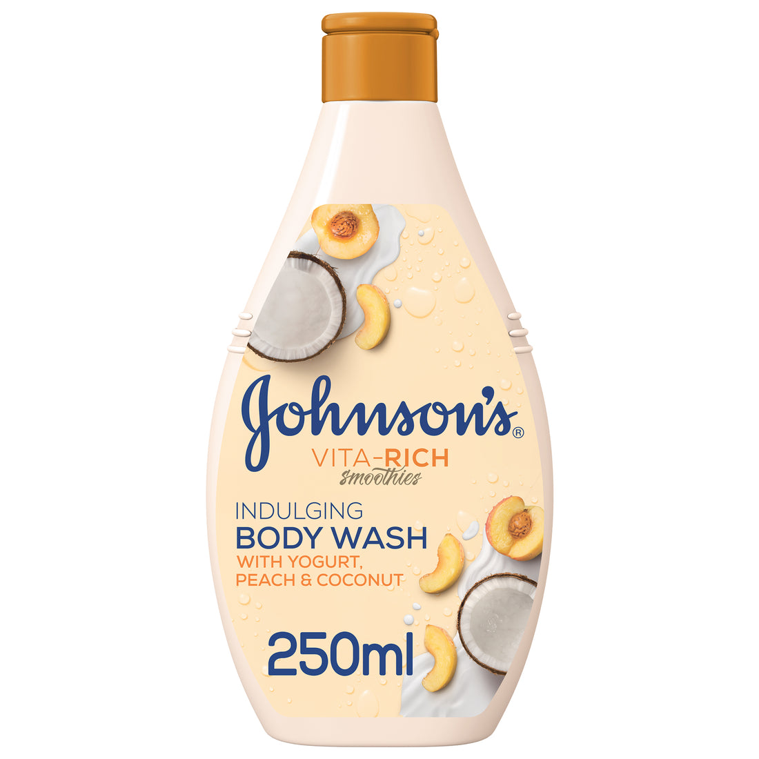 JOHNSON’S Body Wash - Vita-Rich, Smoothies, Indulging, Yogurt, Peach &amp; Coconut, 250ml